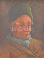 Pitt Leuchter (?-?): Férfi portré. Olaj, fa, jelzett, szélein kissé sérült, 33×26,5 cm