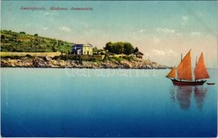 Mali Losinj, Lussinpiccolo; Madonna Annunziata / church, sailing vessel. Purger & Co. Photochromiekarte