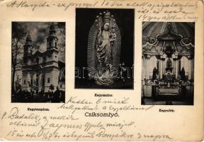 1943 Csíksomlyó, Sumuleu Ciuc; Kegytemplom, Kegyszobor, Kegyoltár / pilgrimage site, pilgrimage church, altar, interior (EK)
