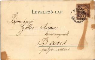 1901 Budapest V. Ferenc József rakpart. litho + "BUDAPEST - PRAGERHOF 8." vasúti mozgópost...