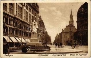 1927 Budapest V. Apponyi tér, villamos, üzletek (EK)