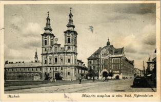 1943 Miskolc, Minoriták temploma és Római katolikus főgimnázium, automobil (fl)