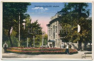 Nyíregyháza, Sóstó gyógyfürdő. hiányos leporello + NYÍREGYHÁZA - DEBRECEN - BUDAPEST 299 A vasúti mozgóposta bélyegző (b)