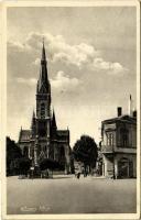 1938 Kőszeg, Fő tér, templom, üzlet. Róth Jenő kiadása (EK)