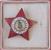 1974. A Szocialista Kultúráért zománcozott kitüntető jelvény, eredeti tokban, adományozói okirattal T:1-