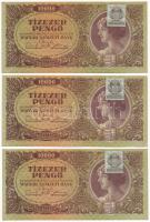 1945. 10.000P MNB bélyeggel (3x) sorszámkövetők T:I-