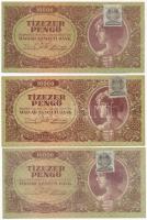 1945. 10.000P MNB bélyeggel (3x) T:I-,II Adamo P23e
