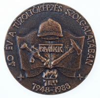 1988. 40 év a tűzoltóképzés szolgálatában 1948-1988 öntött Br emlékérem eredeti tokban (95mm) T:2