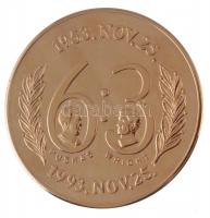 1993. Magyarország-Anglia 6:3 - 1953. Nov. 25. aranyozott fém emlékérem tokban (42,5mm) T:1