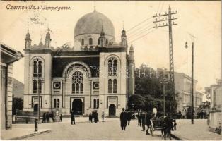 1916 Chernivtsi, Czernowitz, Cernauti, Csernyivci; Tempelgasse, Synagoge / street, synagogue