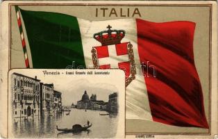 1912 Venezia, Venice; Canal Grande dall Accademia. Italia / anademy, Italian flag and coat of arms. H. Guggenheim & Co. No. 13834. Art Nouveau, litho (Rb)