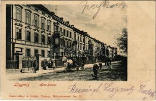 1907 Legnica, Liegnitz; Haag-Strasse / street, horse chariot (EK)