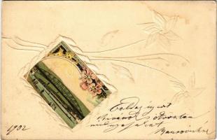 1901 Esztergom, híd. Art Nouveau, Emb. (EK)