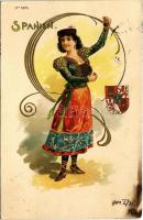 1901 Spanien. No. 5270. / Spanish folklore and coat of arms (Spain). Art Nouveau, litho (fl)
