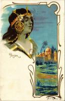 1901 Persien. Otto W. Hoffmann Dep. 1077. / Persian folklore, lady. Art Nouveau, litho