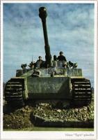 Második világháborús német katonai lap. Német Tigris páncélos. Schürer haditudósító felvétele. PK-Aufn. Kriegsber. C. Berger, Carl Werner / WWII German military tank
