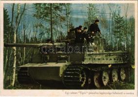 Második világháborús német katonai lap. Egy német Tigris-páncélos legénysége felkészül a csatára. Schröter haditudósító felvétele. PK-Aufn. Kriegsber. C. Berger, Carl Werner / WWII German military tank (fl)