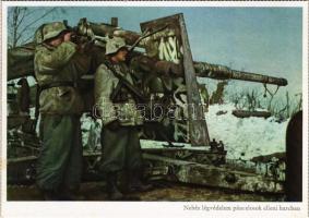 Második világháborús német katonai lap. Nehéz légvédelem páncélosok elleni harcban. Kilian haditudósító felvétele. PK-Aufn. Kriegsber. C. Berger, Carl Werner / WWII German military heavy air defense