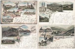 14 db RÉGI osztrák litho város képeslap vegyes minőségben / 14 pre-1945 Austrian litho town-view postcards in mixed quality