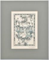 Molnár Iscsu István (1947- ): Karácsony. Rézkarc, papír, jelzett, paszpartuban. Apró, alig látható f...