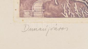 Egresi Zsuzsa (1954-): Dunaújváros. Színezett rézkarc, papír, jelzett, számozott (100/86), üvegezett...