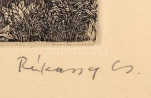 Rékassy Csaba (1937-1989): Szerelmespár. Rézmetszet, papír, jelzett, számozott (6/10). Üvegezett fa ...