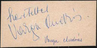 Varga András (1928-) operaénekes (?) aláírása kartonlapon