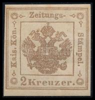 Newspaper duty stamp 2kr II. greyish brown. Certificate: Strakosch, Hírlapilletékbélyeg 2kr II. szürkésbarna Certificate: Strakosch