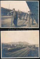 cca 1926 Kelenföld vasútállomás, 2 db fotó, 6x8,5 cm
