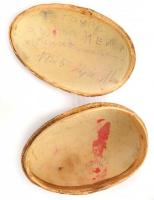 1925 Lakkozott papír-karton tojás, belül feliratozva, jó állapotban, m: 9 cm