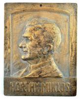 Olvashatatlan jelzéssel: Horthy Miklós kormányzó. Nagy méretű egy oldalas bronz plakett. 185x235 mm