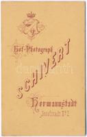 cca 1870 Férfiportré, keményhátú fotó Schivert nagyszebeni műterméből, 10,5×6,5 cm