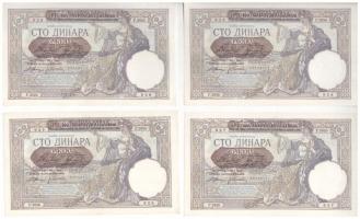 Szerbia / Német megszállás 1941. 100D (5x) sorszámkövetők 4x) és egy közeli sorszámú T:I-  Serbia / German Occupation 1941. 100 Dinara (5x) sequential serials (4x) and one with a close serial number C:AU  Krause#23
