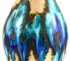 Bod Éva (1924-2004): Csurgatott mázas kerámia padló váza, jelzett, mázhibákkal, m:38 cm