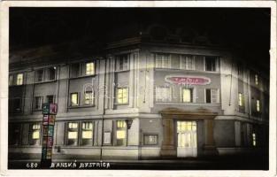 1933 Besztercebánya, Banská Bystrica; Ifjúsági Keresztény Egyesület háza este / YMCA building at night (EK)