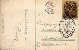 Léva, Levice; Hrad / Várrom. Schulcz Ignác kiadása / castle + "1938 Léva visszatért" So. S...