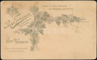 cca 1895 Száva Dávid, keményhátú fotó Papp Ferenc kézdivásárhelyi műterméből, 10,5×6,5 cm