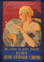 cca 1930-1950 4 db osztrák plakát (Elida krém, Kamilloflor Brunetaflor), 50x40 cm