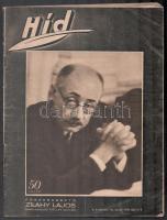 1941 A Híd című folyóirat II. évfolyamának 16. száma, címlapon Teleki Pállal, színes képmelléklettel (hajtott), 65p