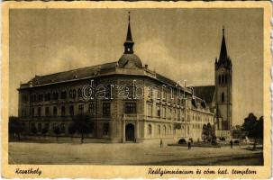1948 Keszthely, Reálgimnázium és Római katolikus templom (EB)