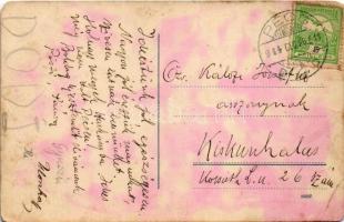 1914 Pécs, Indóház utca, villamos, üzlet  (EB)