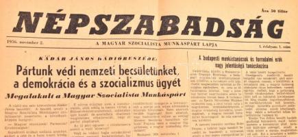 1956 Népszabadság I. évf. 1. szám, 1956. nov. 2. Szerk.: Haraszti Sándor. Bp., Népszabadság, 4 p
