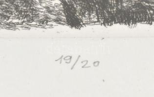 Szemethy Imre (1945- ): Világvége, 1996 . Rézkarc, papír, jelzett,számozott (19/20) üvegezett fa ker...