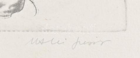 Makó Judit (1954-): Kísérlet. Rézkarc, merített papír, jelzett, számozott (20/20), üvegezett fa kere...