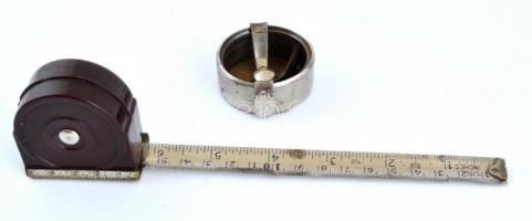 2 db régi fém mérőszalag, 2 m, d: 4,5 és 5 cm