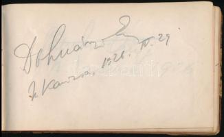 Aláírás gyűjtemény, beragasztott fotólapokkal, fotókkal, benne Koncz János Herczeg Jenő, Salamon Bél...