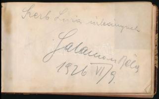 Aláírás gyűjtemény, beragasztott fotólapokkal, fotókkal, benne Koncz János Herczeg Jenő, Salamon Bél...