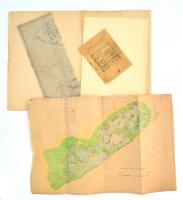 A Velencei-tó térképe, 2 db kézzel rajzolt térkép + Velencei-tavi egypár evezős vitorlás ladik rajza + A vízi jártassági vizsga módosított anyaga