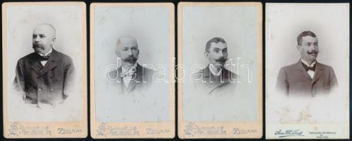 cca 1900 Felvidéki körjegyzők fotói, 8 db kéményhátú fotó, közte 5 aláírttal, további egynek a hátoldalán pecséttel: " Roszinai Körjegyzőség", Zsolna, Rek Matild (x3), Trencsén-Trencsénteplic-Pöstyén, Stern M. és Fia, Nagybittse, Spiegel Jakab, Teschen, Heinrich Sandaurek, Teschen, Wilhelm Pateisky, Wien-Jschl, Carl Neumann műtermeikből, 10x6 cm