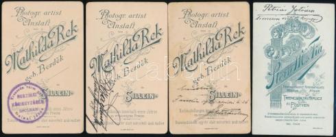 cca 1900 Felvidéki körjegyzők fotói, 8 db kéményhátú fotó, közte 5 aláírttal, további egynek a hátol...